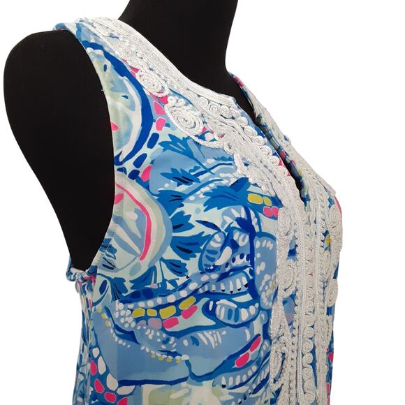 Lilly Pulitzer Carlotta Stretch Shift Dress Blue Peri Pinch Pinch Womens 8 Beach - Picture 7 of 14